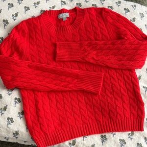 J. Crew Cashmere Red Cable Knit Sweater S nwot